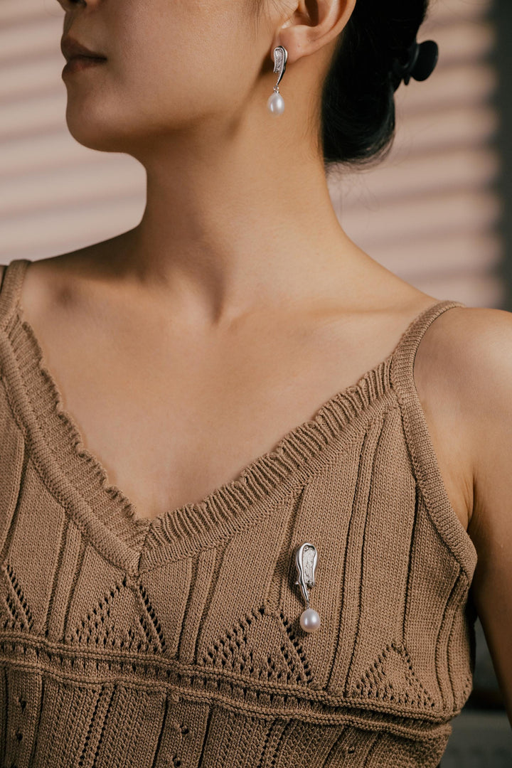 Natural Baroque Pearl Drop Earrings, Dangling Pearl Earrings, White Teardrop Pearl Dangle Earrings, 14k White Gold-Filled Jewelry Gift