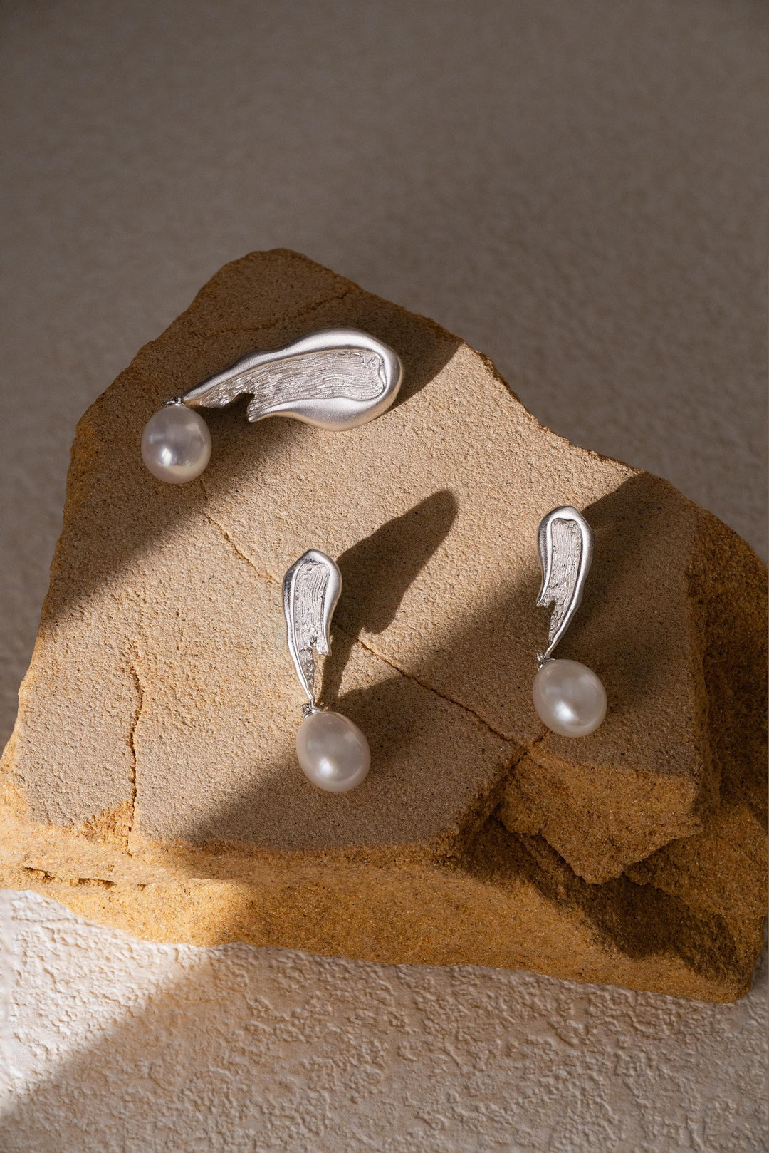 Natural Baroque Pearl Drop Earrings, Dangling Pearl Earrings, White Teardrop Pearl Dangle Earrings, 14k White Gold-Filled Jewelry Gift