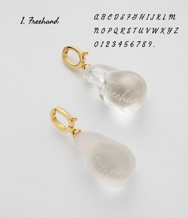 Baroque Pearl Shaped Crystal Necklace Pendant, Teardrop Pearl Pendant, Custom Name, Personalized Anniversary Gift, Valentines Gift