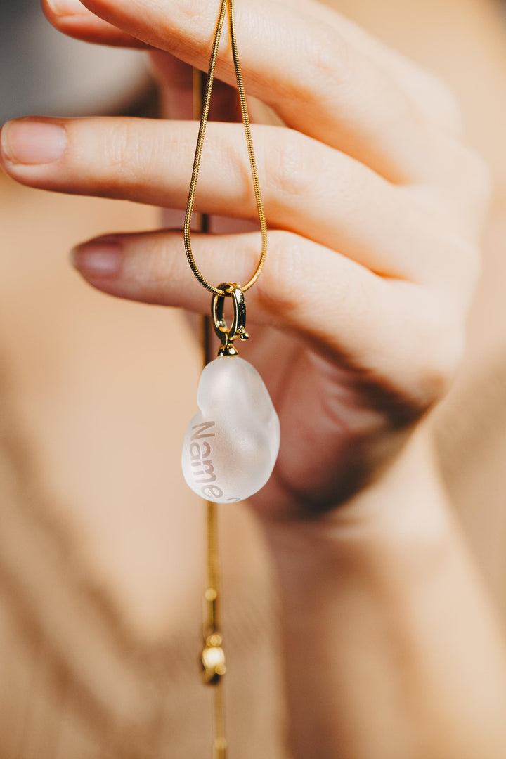 Baroque Pearl Shaped Crystal Necklace Pendant, Teardrop Pearl Pendant, Custom Name, Personalized Anniversary Gift, Valentines Gift