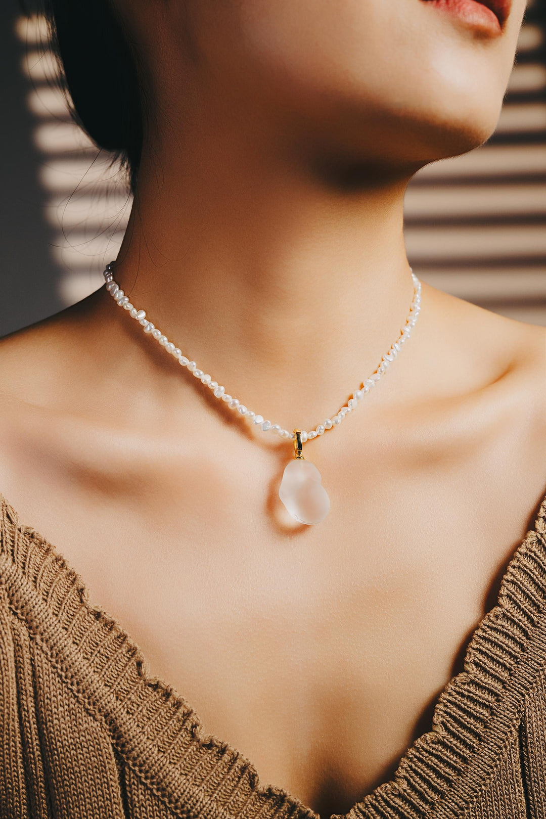 Baroque Pearl Shaped Crystal Necklace Pendant, Teardrop Pearl Pendant, Custom Name, Personalized Anniversary Gift, Valentines Gift