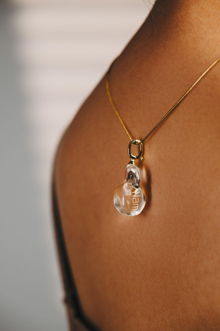 Baroque Pearl Shaped Crystal Necklace Pendant, Teardrop Pearl Pendant, Custom Name, Personalized Anniversary Gift, Valentines Gift