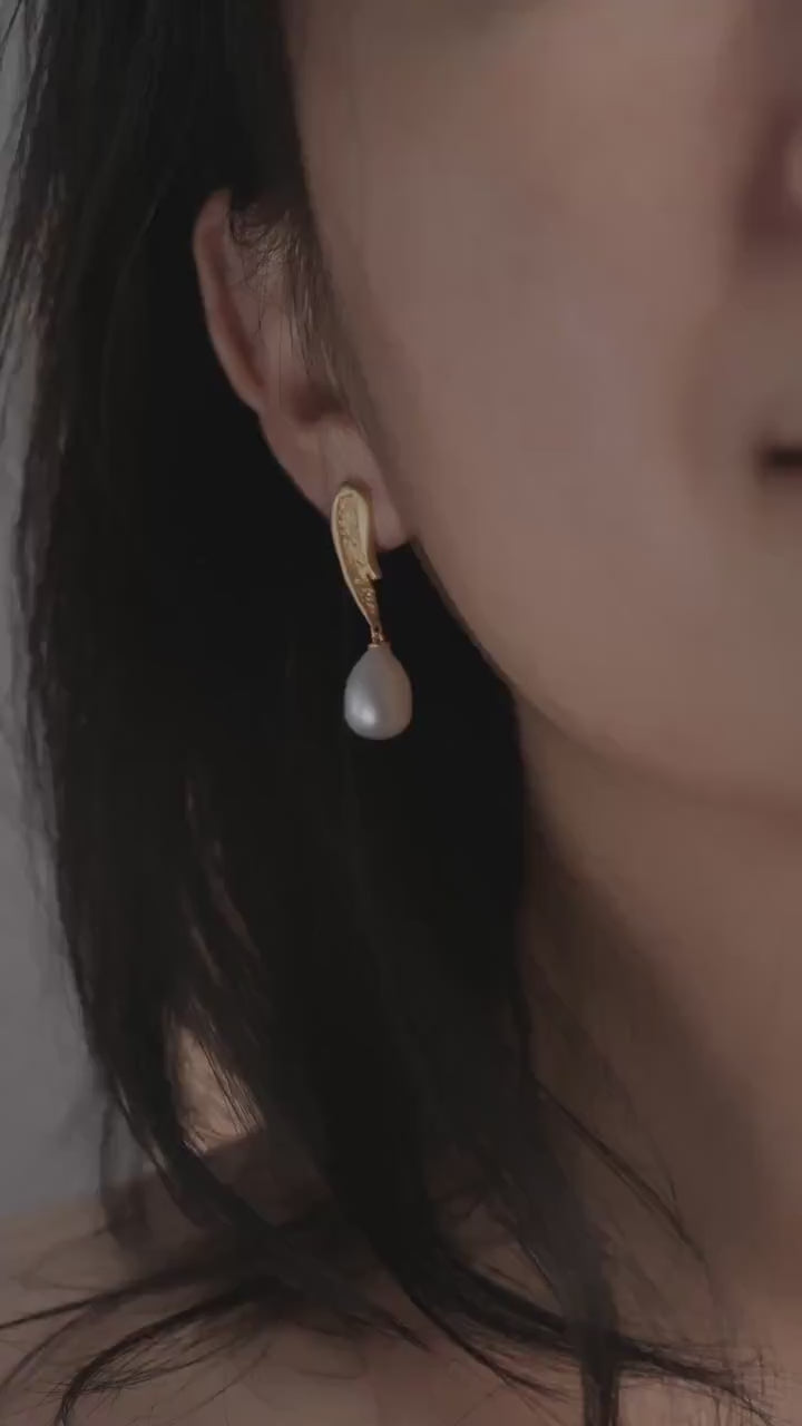 Baroque Pearl Drop Earrings: 14k Gold Filled Beautiful Jewelry, Everyday Womens Fashion Gift