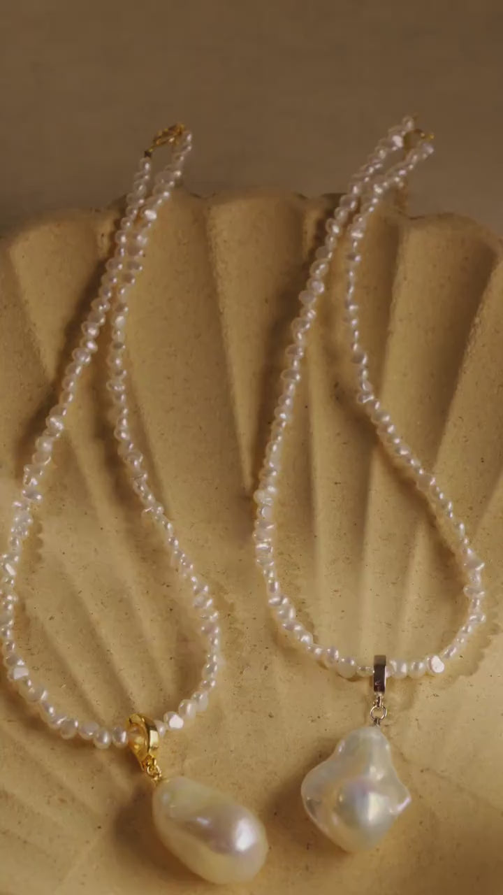 Baroque Pearl Choker: Gold Filled Pendant, AAAA Luster