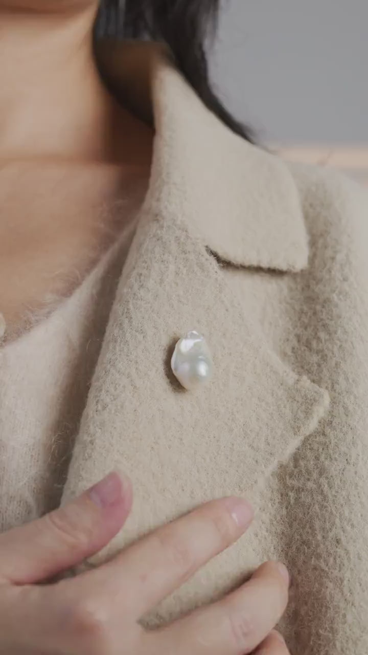 Baroque Pearl Brooch: Gold Plated Sterling Silver, Bridal Pin