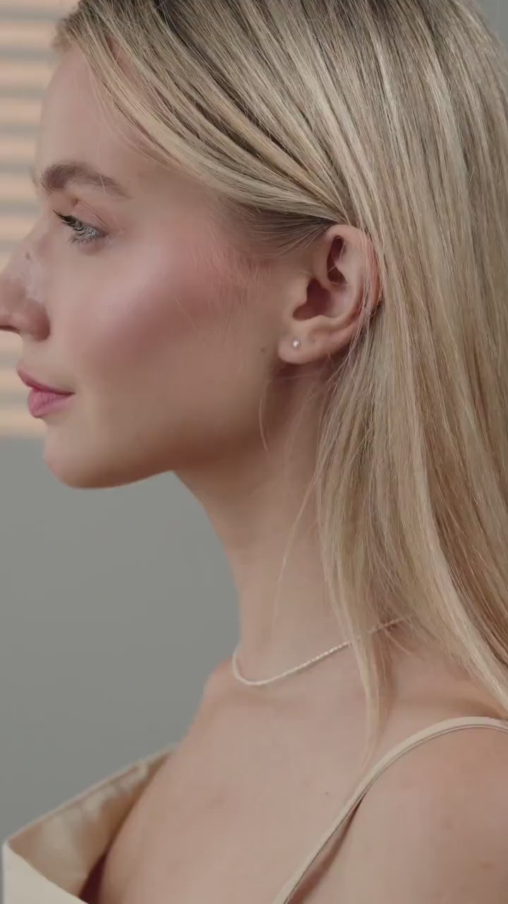 Baroque Pearl Ear Studs: Freshwater Keshi Pearl Earrings, Sterling Silver Tiny Ear Jewelry