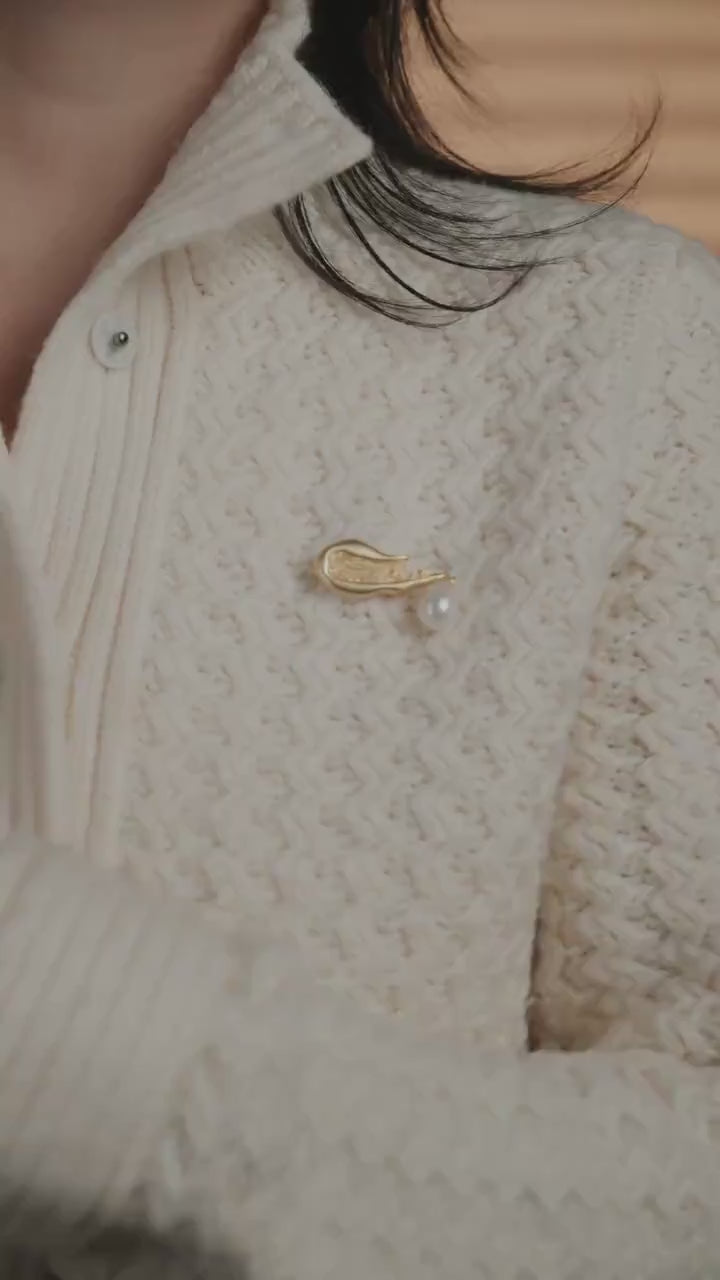 Gold Brooch Baroque Pearl Earrings: 14k Gold-Filled, Keshi Pearl Drop