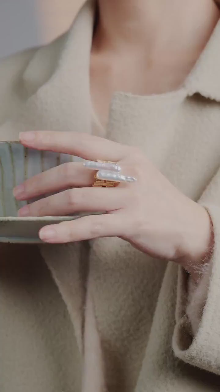 Baroque Pearl Ring: 14k Gold Filled Sterling Silver, Handmade